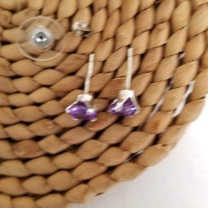 Pierced Earring Studs-Amethyst -
